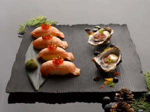Kelly Oysters & Seared Salmon Sushi